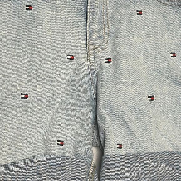 📌5/$25 Tommy Hilfiger Embroidered Logo‎ Y2K Womens Denim Jean Shorts Size 4 - Picture 6 of 9